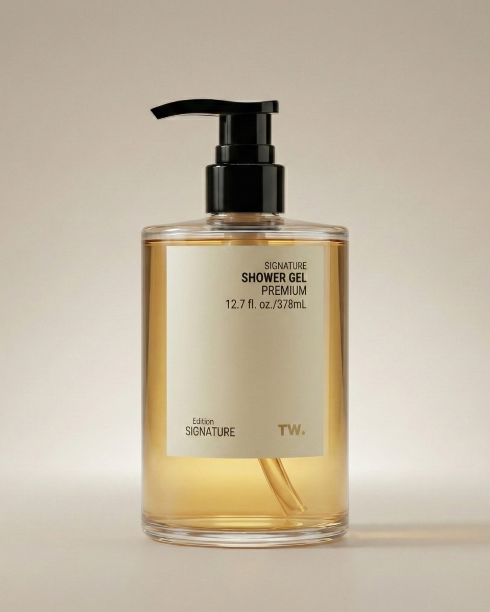 TW Care signature shower gel packaging