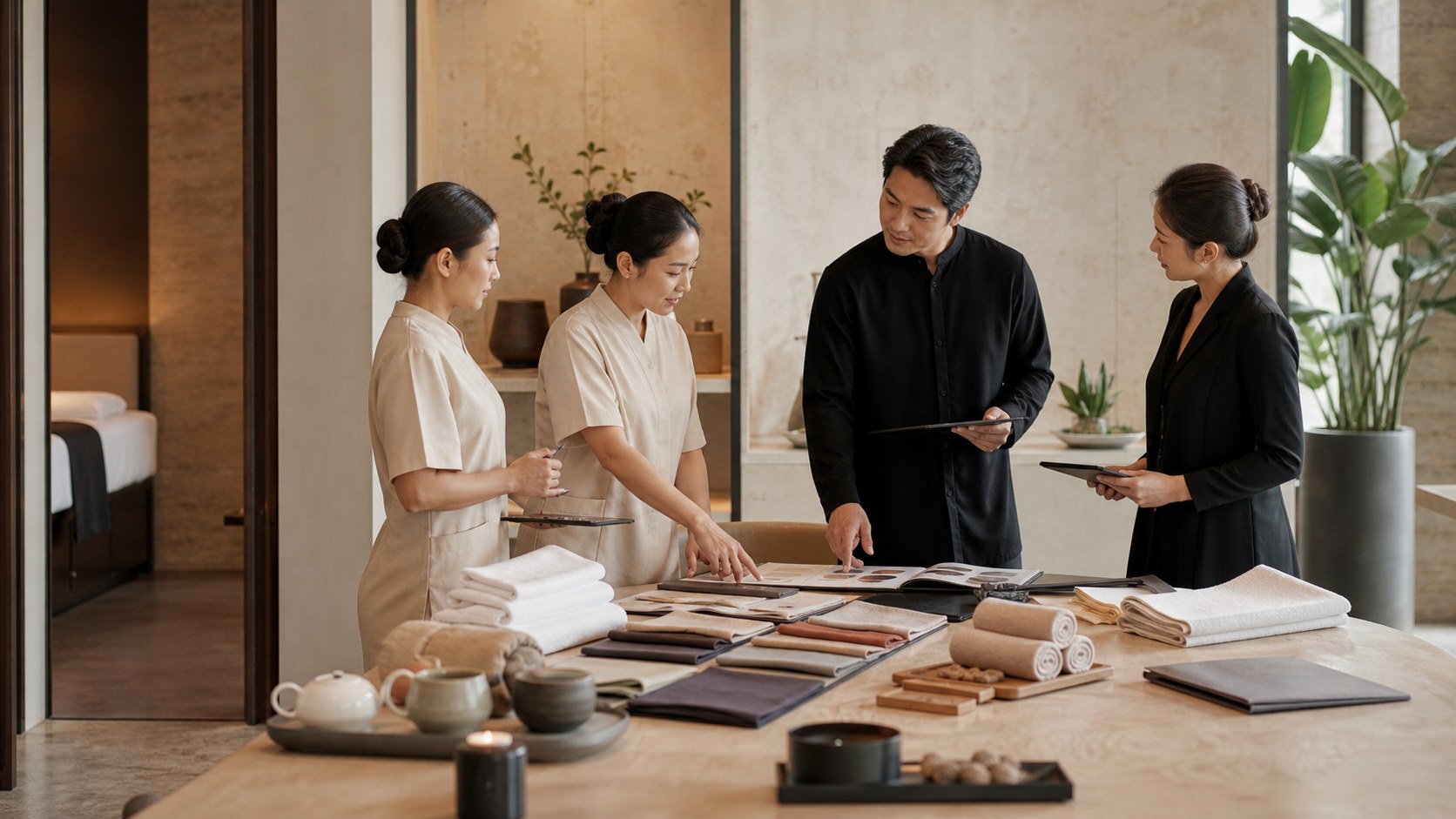 Visual de consultoría de spa premium para el desglose de costos de apertura de un spa en Bangkok