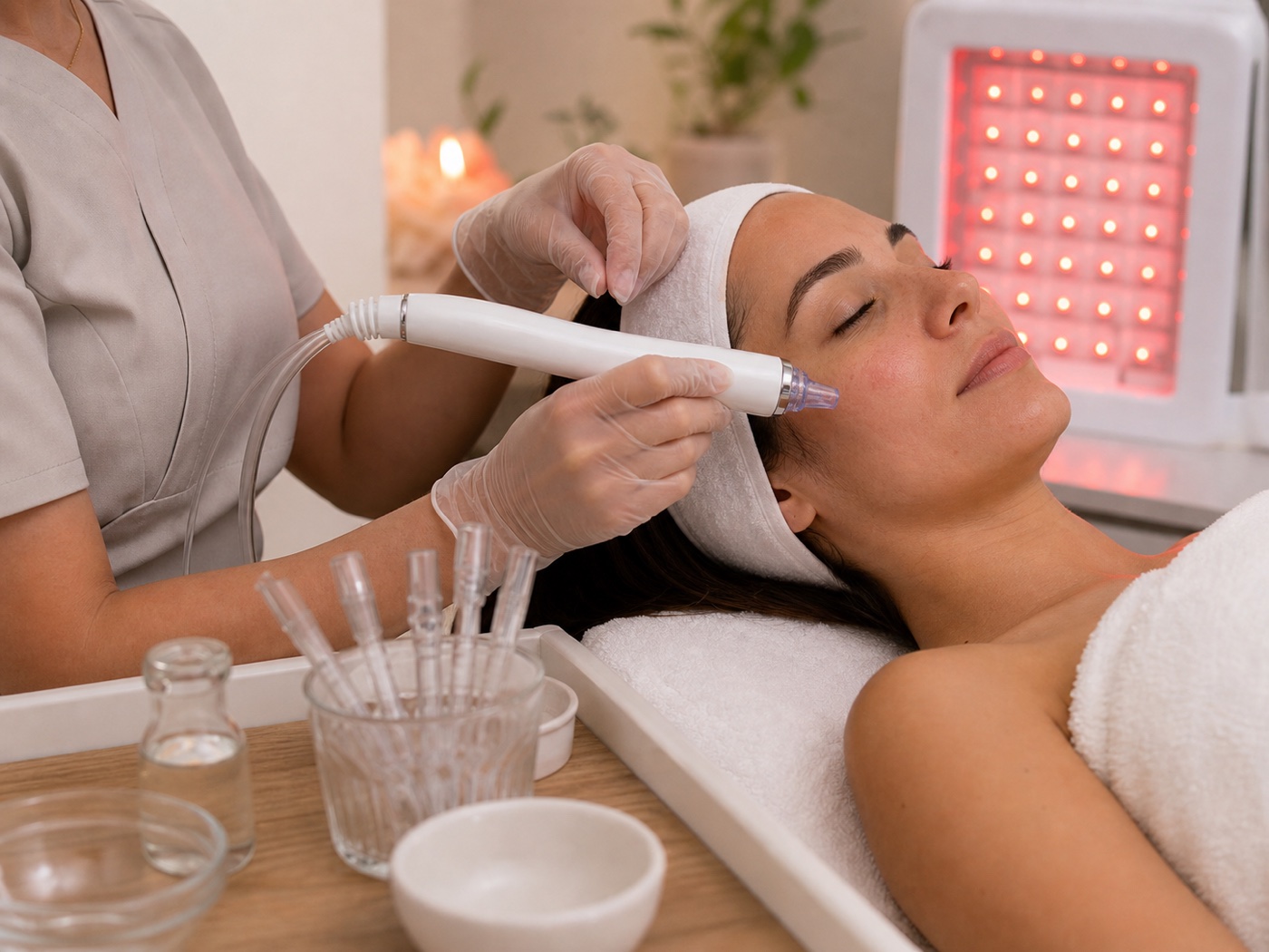 Markenfreie Hydradermabrasion und LED-Gesichtsbehandlung in einem Premium-Spa