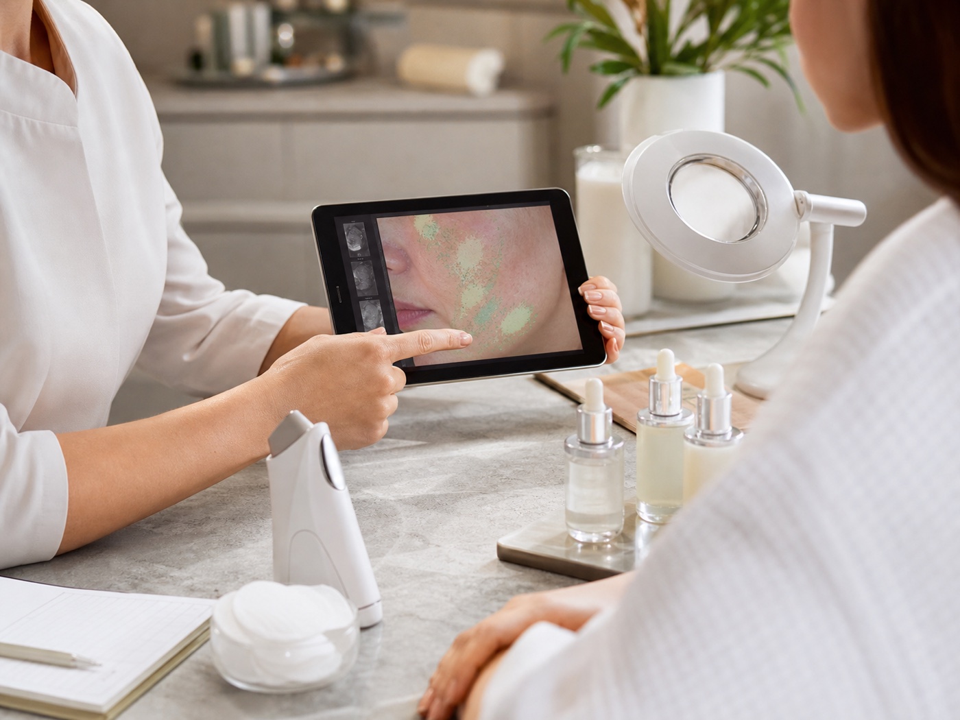 Spa-Hautberatung mit Diagnosetools und einem personalisierten Gesichtsplan