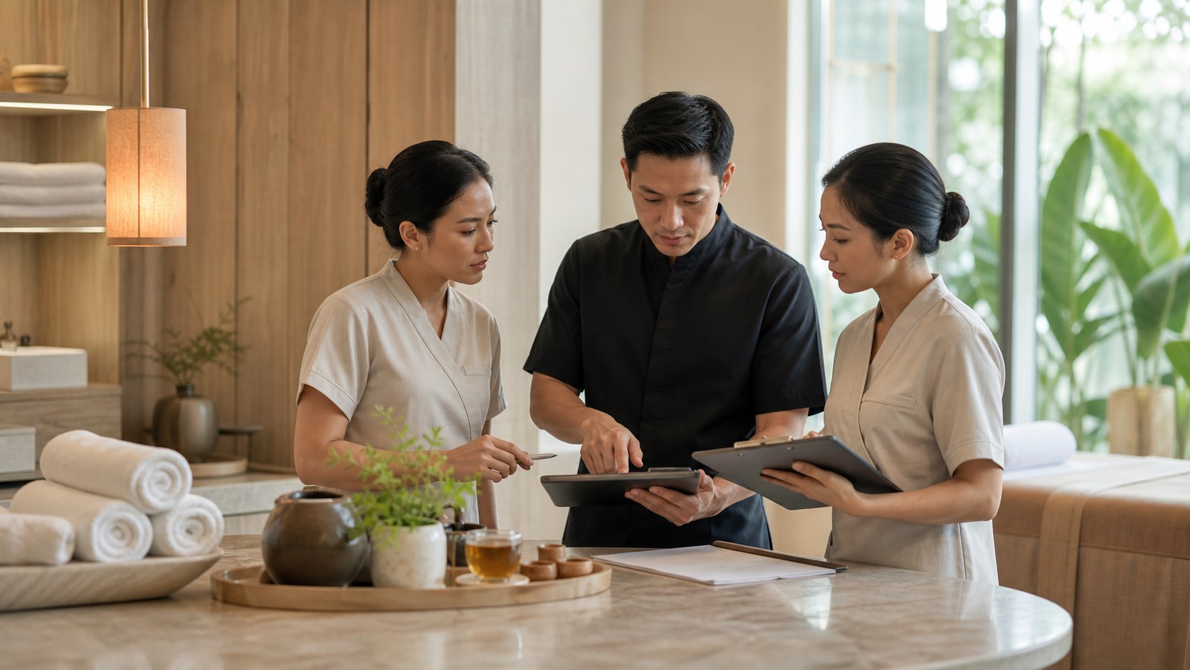 Visuel de conseil en spa haut de gamme pour expliquer comment les spas de Bangkok s'adaptent à l'ère numérique