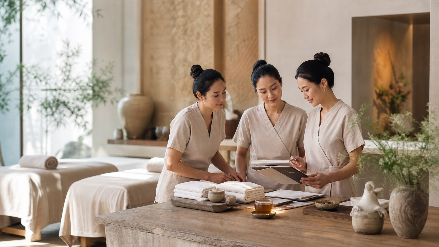 Premium-Spa-Beratungsbild zur Verbesserung der Durchblutung und Flexibilität durch Massagetherapie