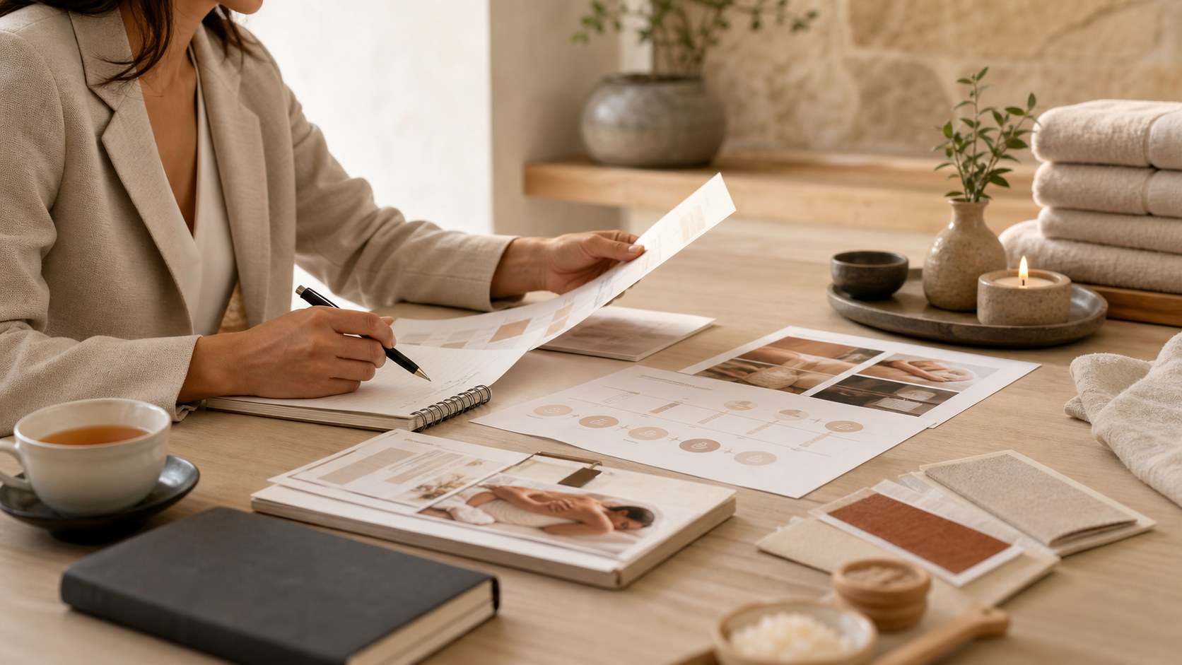 Visual de consultoría de spa premium para reseñas en línea: generando confianza en su spa