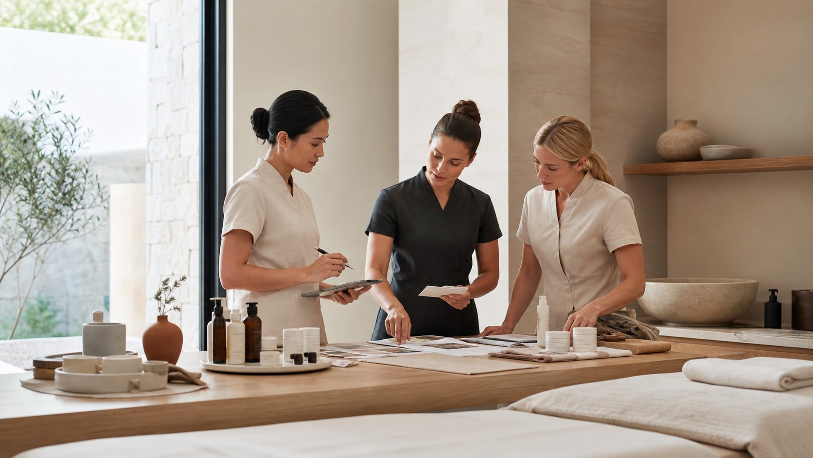 Visual de consultoría de spa premium para productos de marca privada frente a productos de socios en 2026: elección del cuidado de la piel para su spa